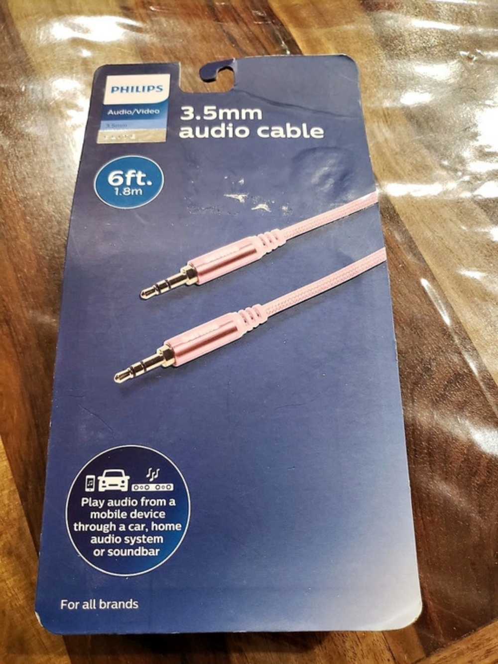 Philips 3.5mm Audio Cable 6ft Pink Audio Cable NWT